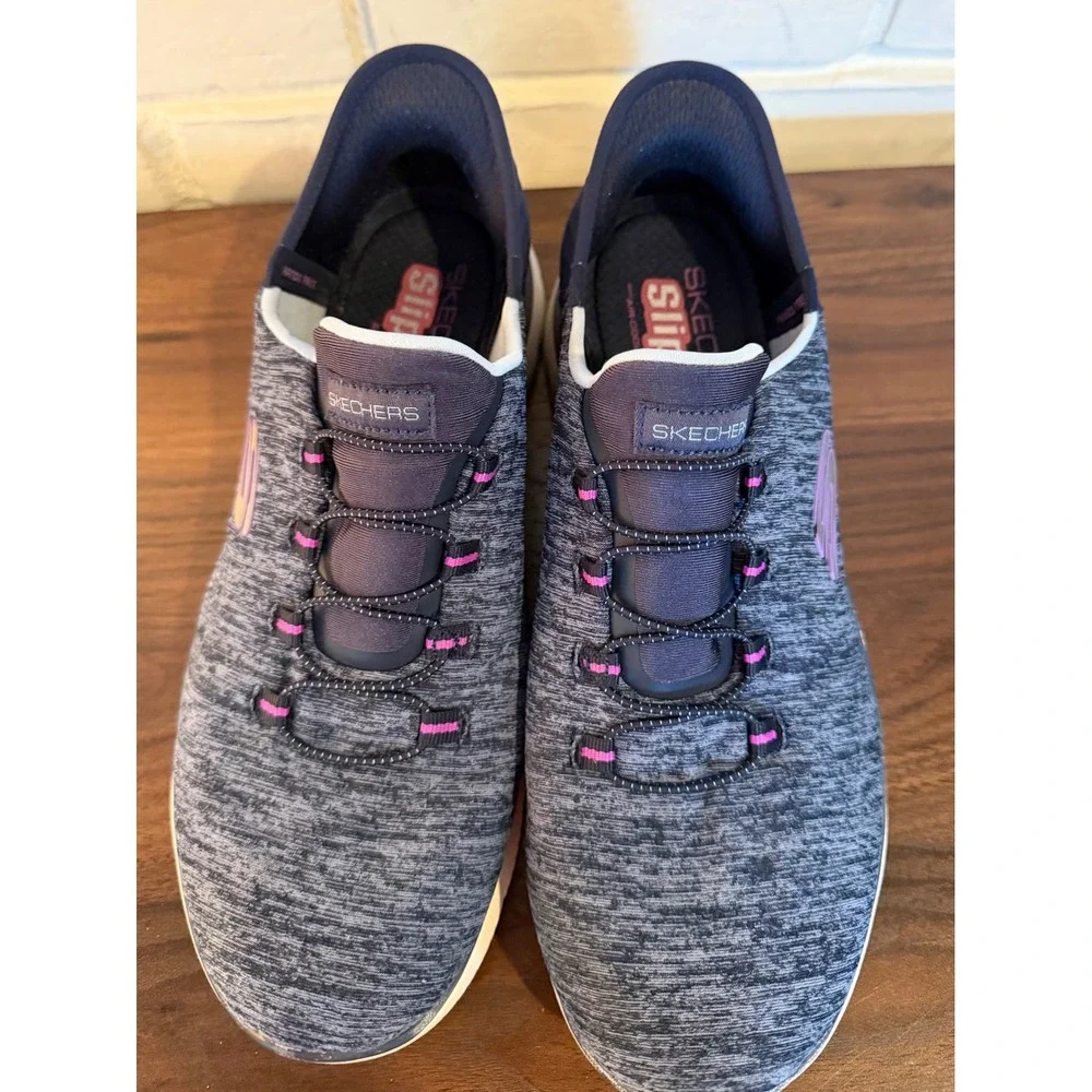 Skechers Hands Free Slip-ins Ultra Flex 3.0 Smooth Step Navy Pink Womens 9 Walk - Picture 7 of 10